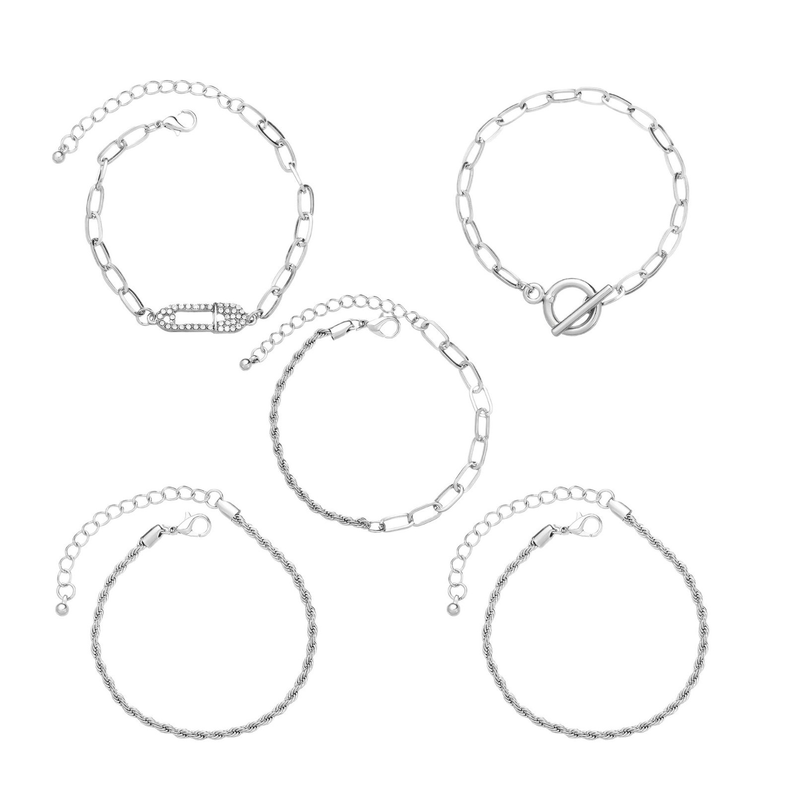 Fashionable and personalized diamond-studded twist chain 5-piece set bracelet hand designer bracelet women luxury jewelry designer bracelet men love b - view 6