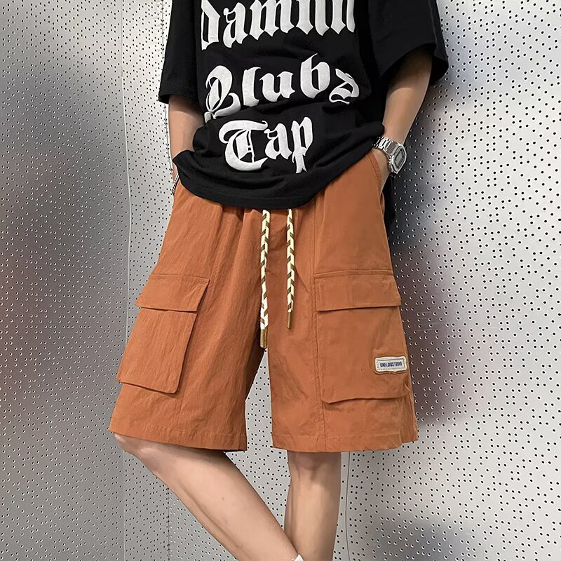 Men's workwear shorts for spring summer 2025 trendy brand loose mountain style sports and leisure men's five inch mid length pants trend