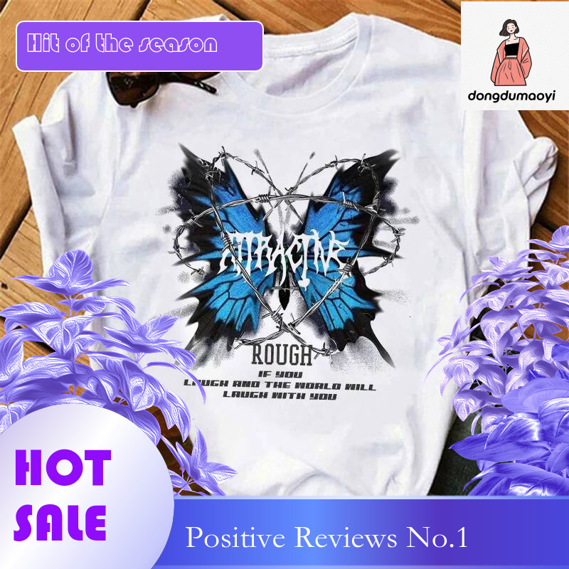 Dongdumaoyi Women S Butterfly Tree Print Harajuku T Shirt Round Neck Top Short Sleeve Casual Summer Tee