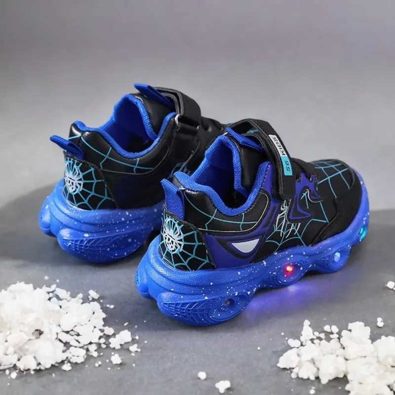 Cartoon Led Light Up Childrens Shoes Sneaker 1-6 Year Old Boys Girls Spring Autumn Casual Red Black Pu Leather ShoeW251125 XJ260303