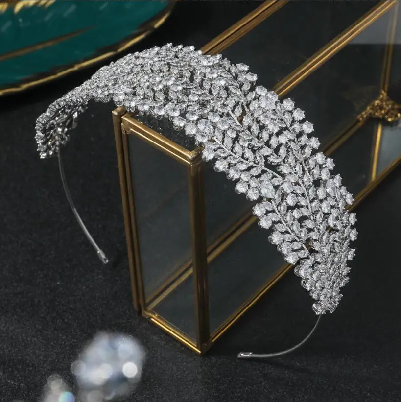Bridal Headband For Wedding Headdress Cubic Zirconia CZ Bride Tiaras Crowns Headpiece Prom Party Hair Jewelry Hairbands 250420