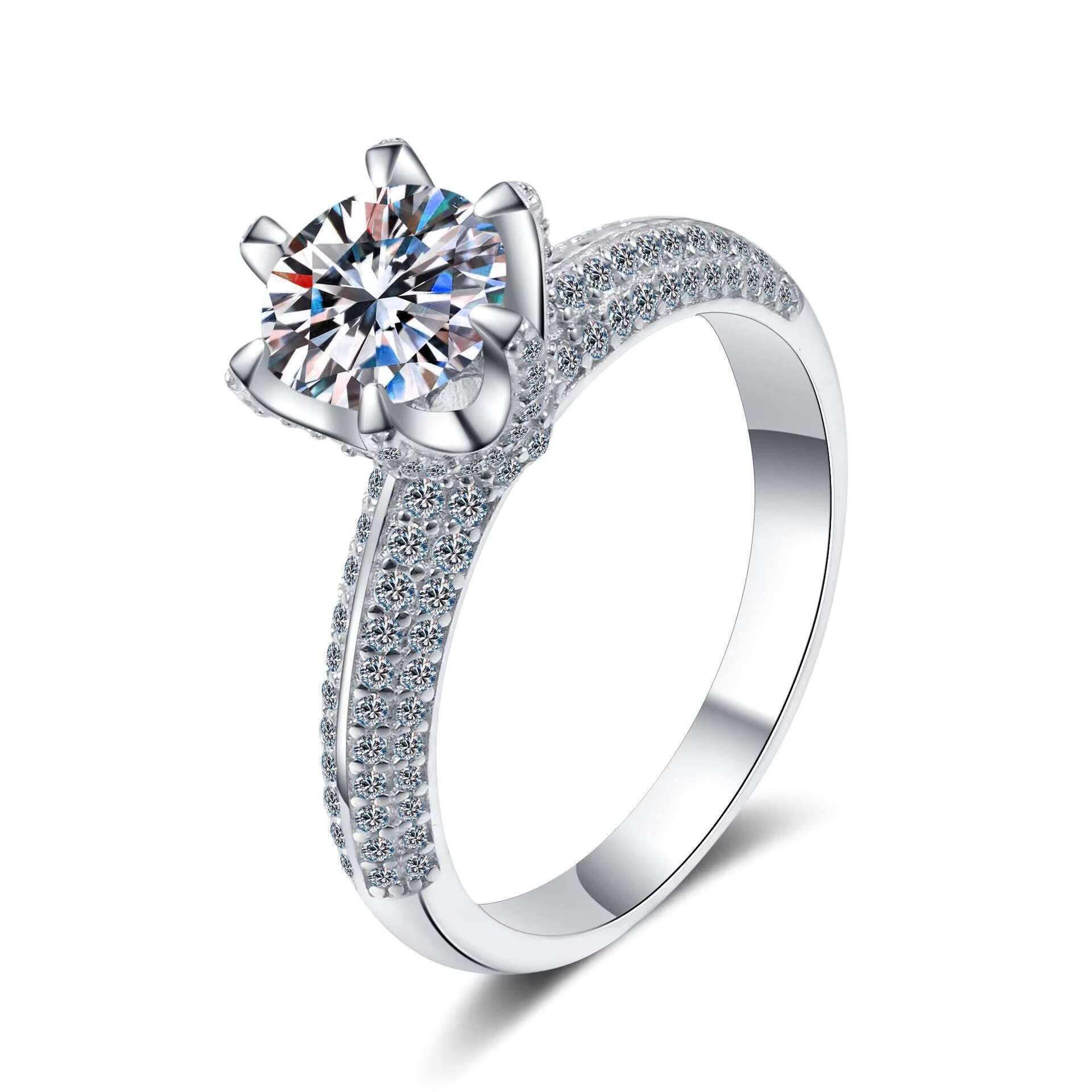 Moissanite Jewelry Solitaire 1ct Six Claw 925 Sterling Silver Proposal Band Ring Moissanite Diamond Ring