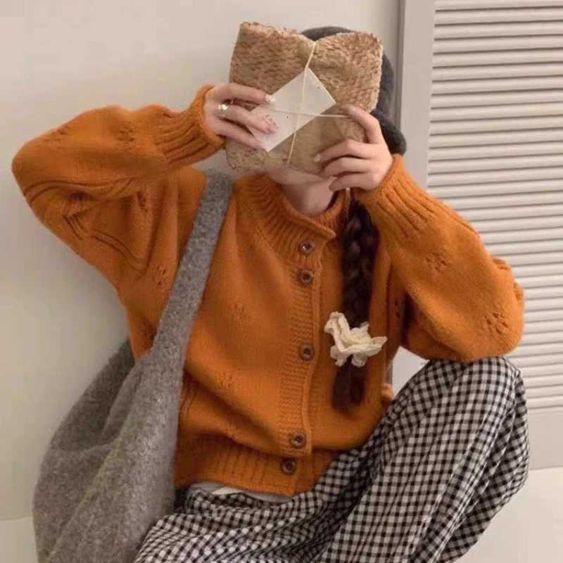 Zjaiss 2025 Autumn Winter New Loose Coats Korean Style Vintage Cardigan Women Casual Stand Collar Knitted SweaterT251125