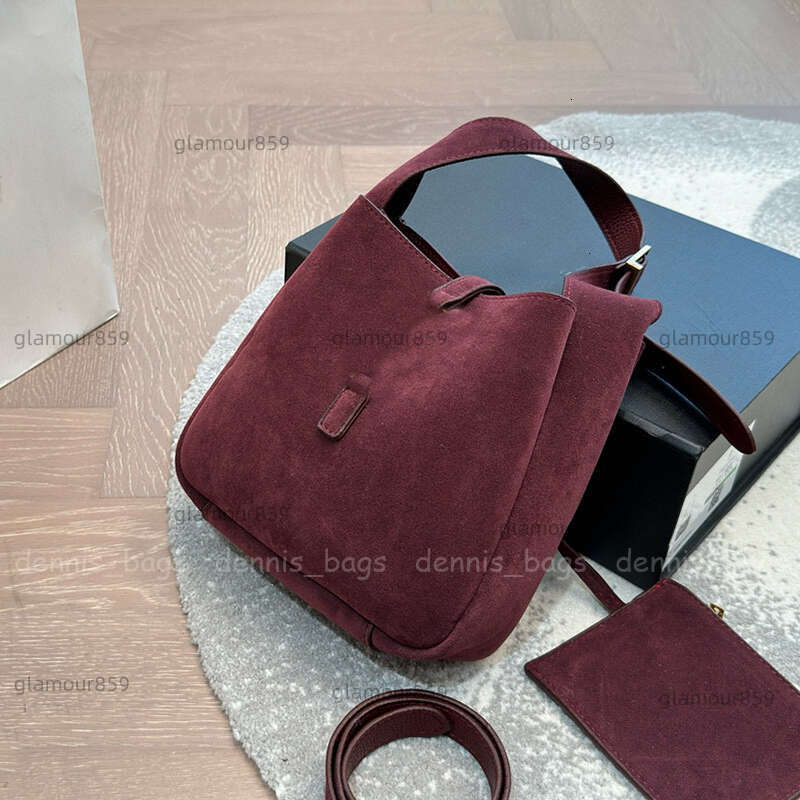 Designer Suede Soft Leather Womens Fashion Shoulder Bag Bucket Totes Mini Brown Handbags with Coin Purses