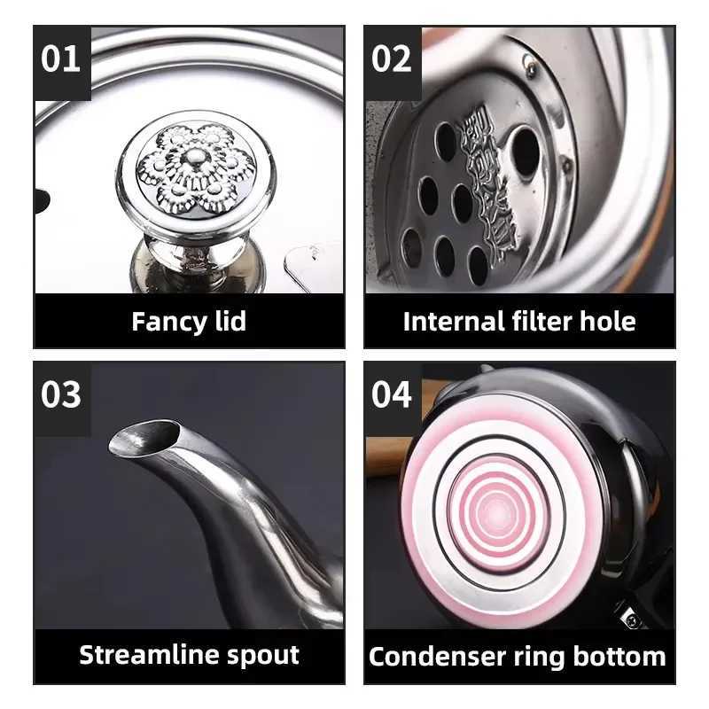 2/15/12L Stainless Steel Teapot Kettle Tea Water Stove Coffee Pot Home Office Restaurant Kettle Whistling Kettle Teakettle C251125