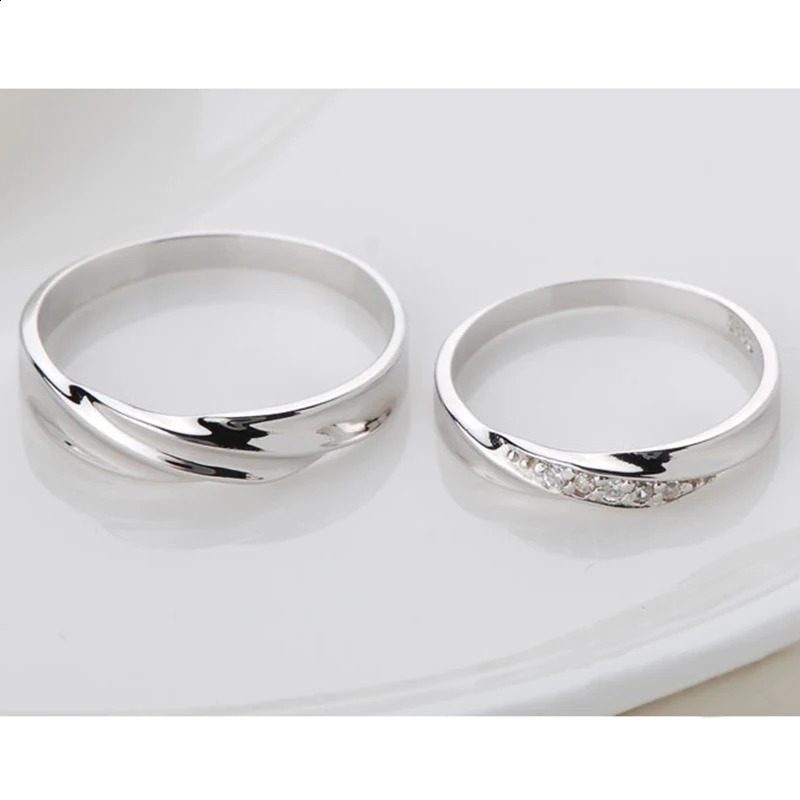 Fashion couple ring 100% pure 925 sterling silver jewelry romantic couple wedding ring 250422