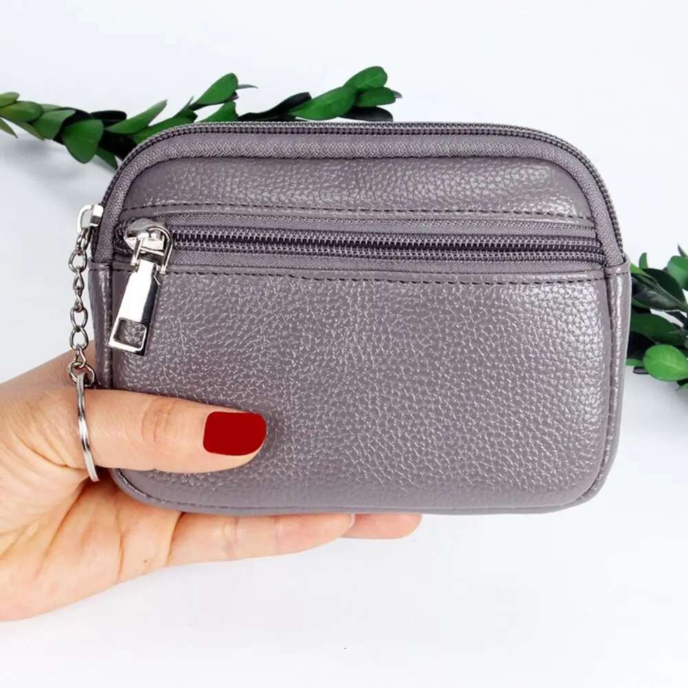 Women Mini PU Leather Female Card Holder Coin Short Wallets Small Purse Zipper Keychain Clutch Bag Wallet