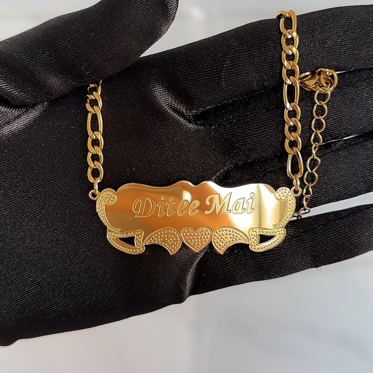 Customized Double Name Necklace 18K Gold Plated Nameplate 3D Necklace Personalized Choker Women Double Layer Name Necklace Gifts 250425