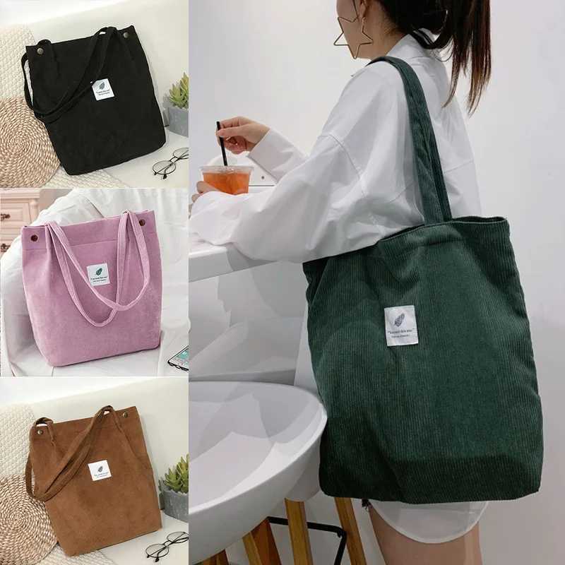 Fashion Corduroy Womens Shoulder Bag Outdoor Party Handbag Reusable Small and Large Girls Shopping Bag Soft Eco Organizer Handbag 2023 W250421