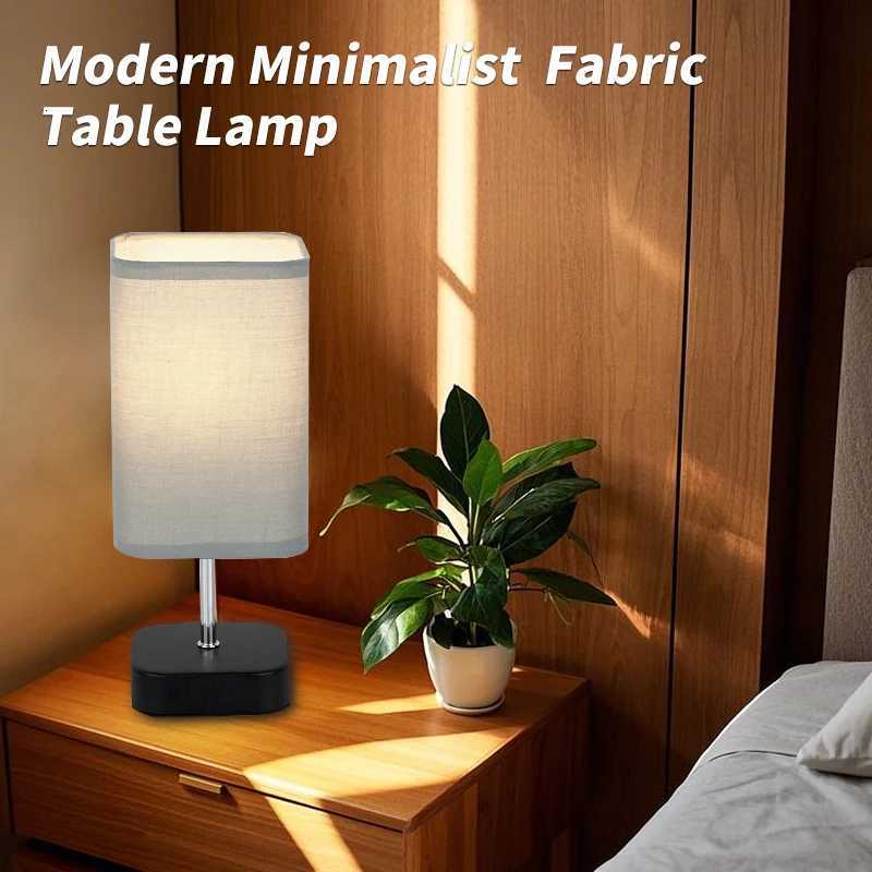 LED Linen Table Lamp Touch Switch 3000K Brightness Adjustable USB Plug Simple Bedside Light Bedroom Study living room Home DecorM251125