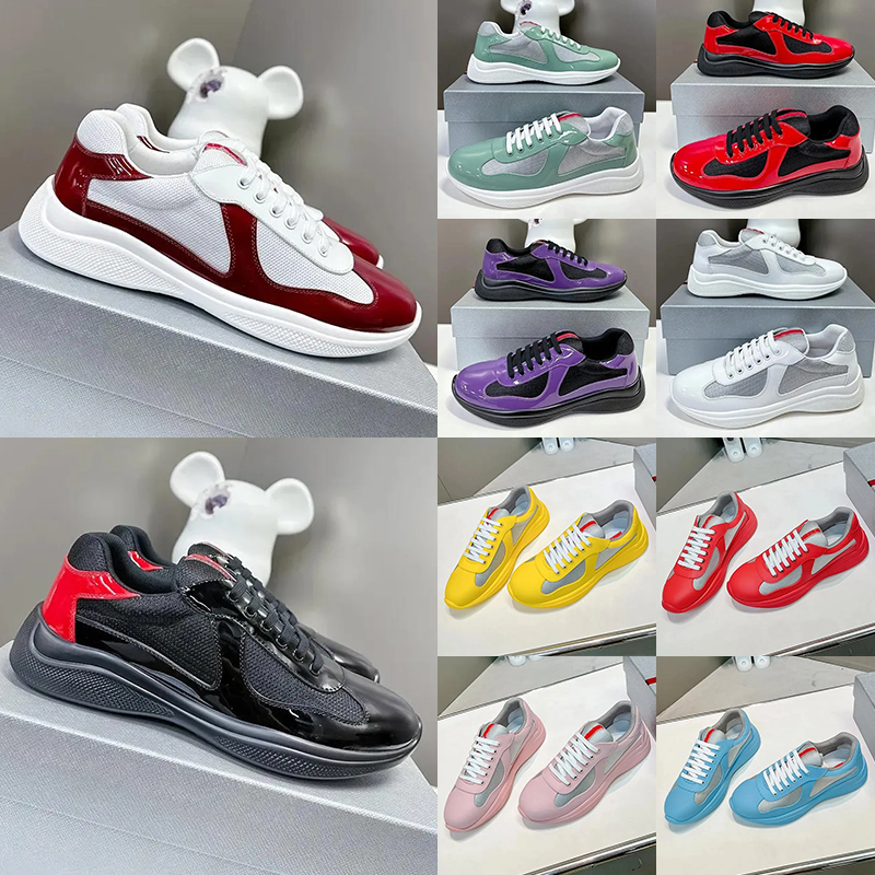 Free shipping designer dress cups for men women luxury America Cup sneakers classic plat patent leather running shoes