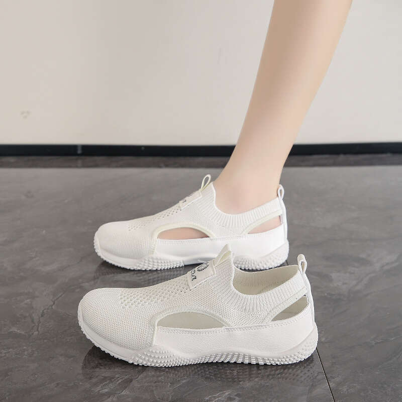 2024 Little White Summer New Korean Edition Ins Female Student Casual Hollow out Versatile Flyknit Women's Shoes K1506
