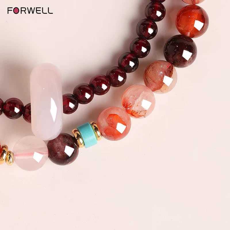 FORWELL Natural Stone Crystal Beads Semi Precious Womens Bracelet Amethyst Multi Layered Combination Bracelets Luxury Gift J251125