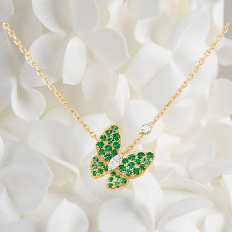 French fashion gold sier Crystal dia butterfly pendant necklace designer for women men chain Valentines Day gift Free shipping Free shipping