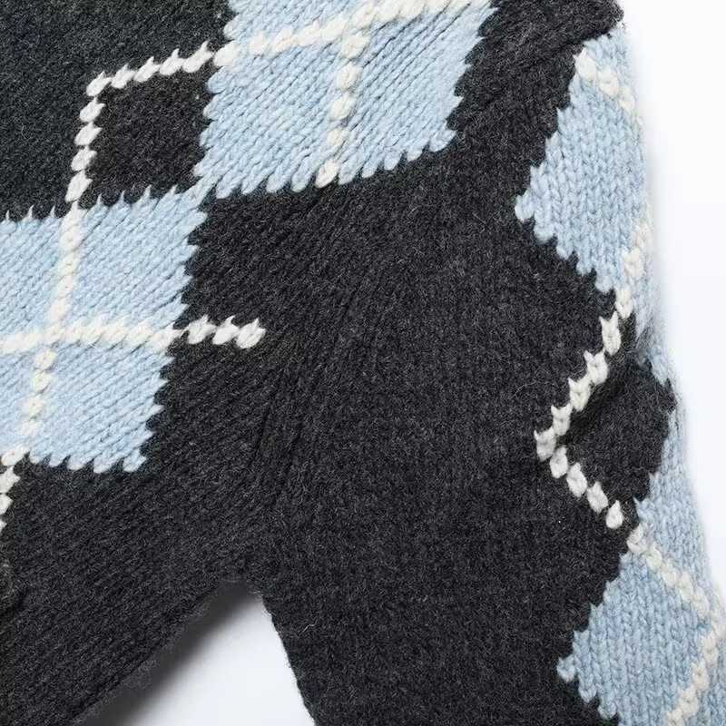 Tidalyf 2025 Women Wool Diamond Knit Cardigan V Neck Long Sleeve Soft Warm Elegant Casual Autumn Winter SweaterT251125