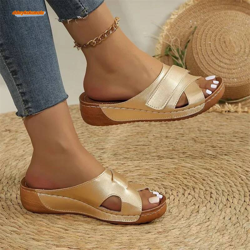 2024 Women Wedge SandalsPremium Orthopedic OpenToeSandalsVintage Anti-SlipLeather Casual FemalePlatform Retro Shoes 35-43 ddmykukumalu
