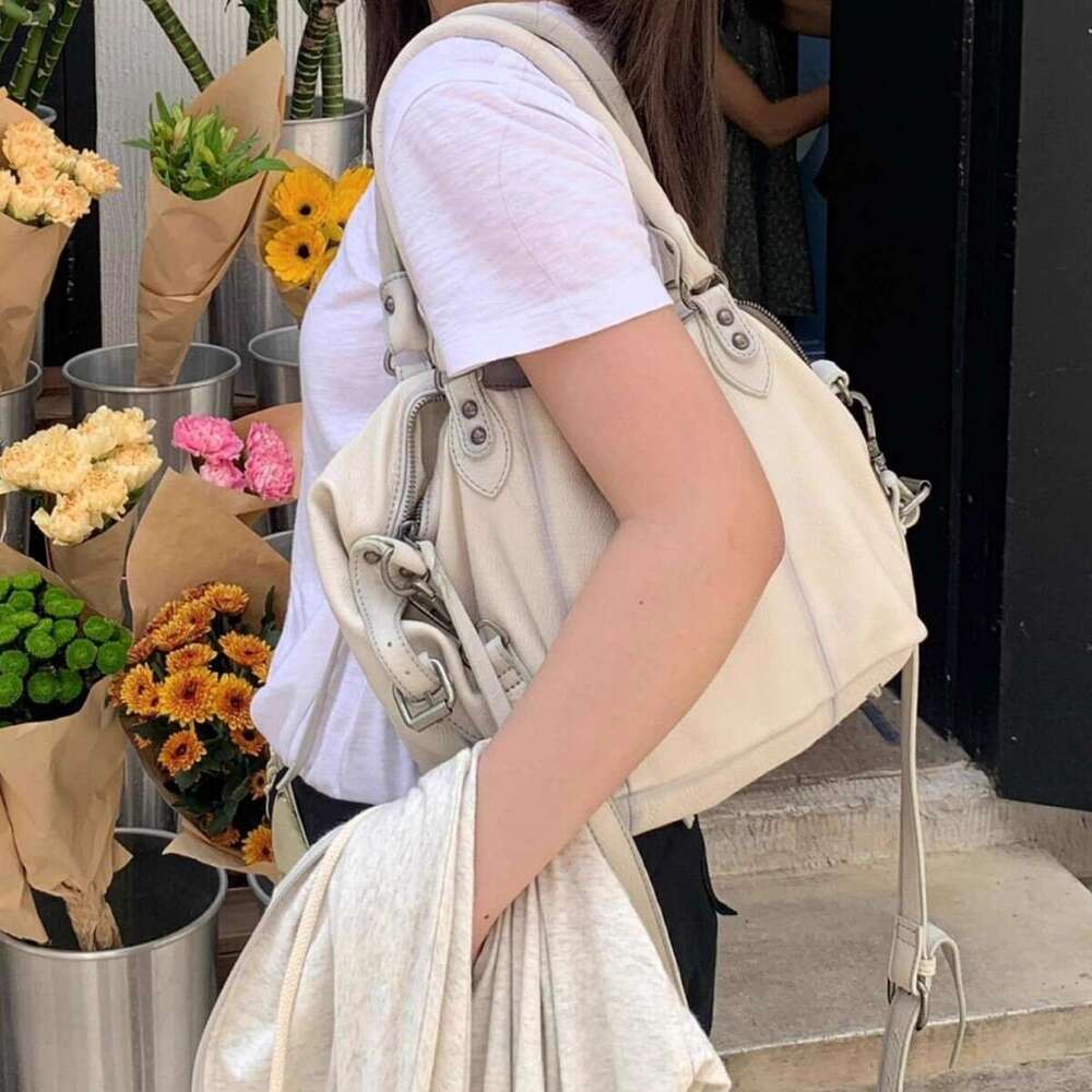American FREE PEOPLE Vintage Sea Salt White Handbag Shoulder Motorcycle Crossbody Bag