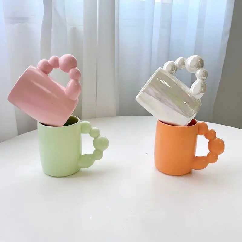 Nordic creative ceramic mug rotating handle coffee cup couple Cup Home simple breakfast cup Y251125