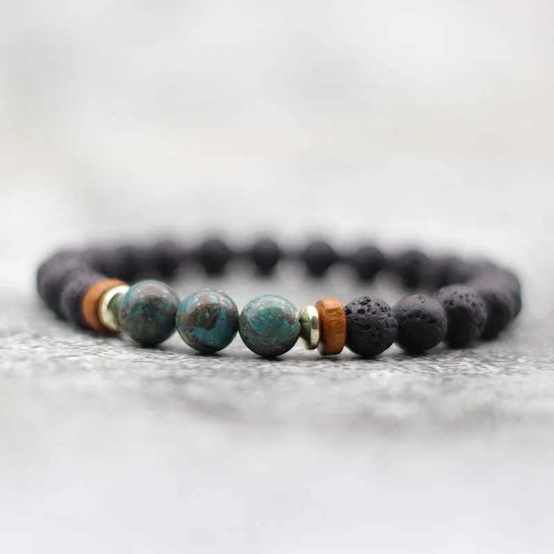 Natural 8mm Lava Stone Bracelet Men Women Grade A Tiger Eyes Imperial Wood Hematite Beaded Bangles Meditation Homme Joias J251125