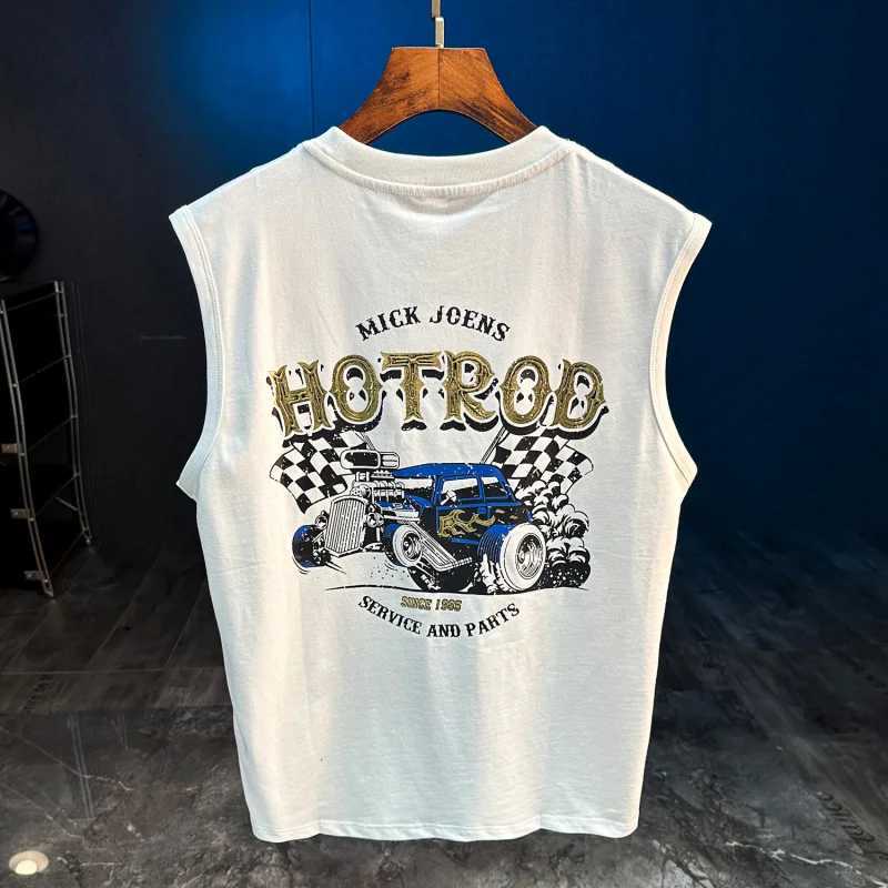 Summer 2025 New Sports Fitness Loose Sleeveless Tank Top Mens Sweatshirt Absorption Trend Printed T-shirt W250425