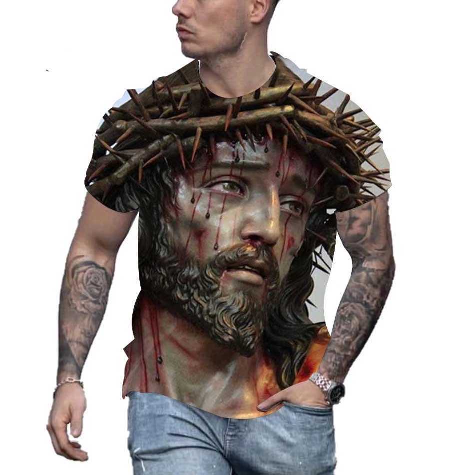 New fashion Jesus Christ 3D printed mens and womens summer casual short sleeved Christian street T-shirt tops W250425