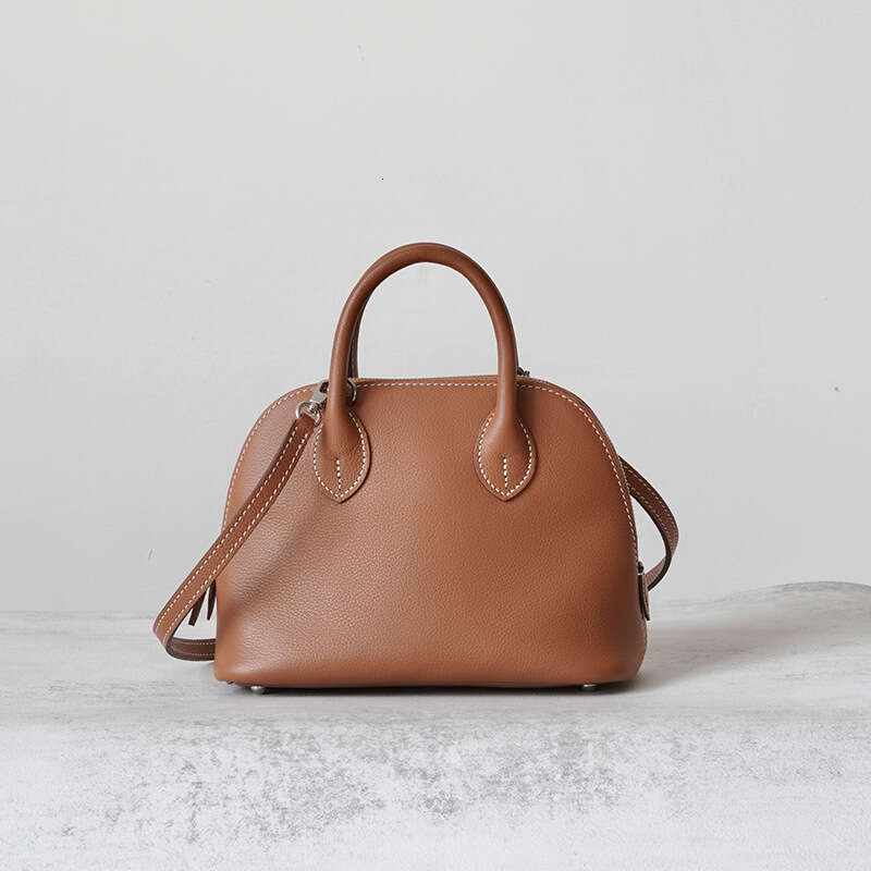 Bolide Half Wax Line High end Head Layer Cowhide Mini Bowling Shell Women's One Shoulder Handheld Crossbody Bag