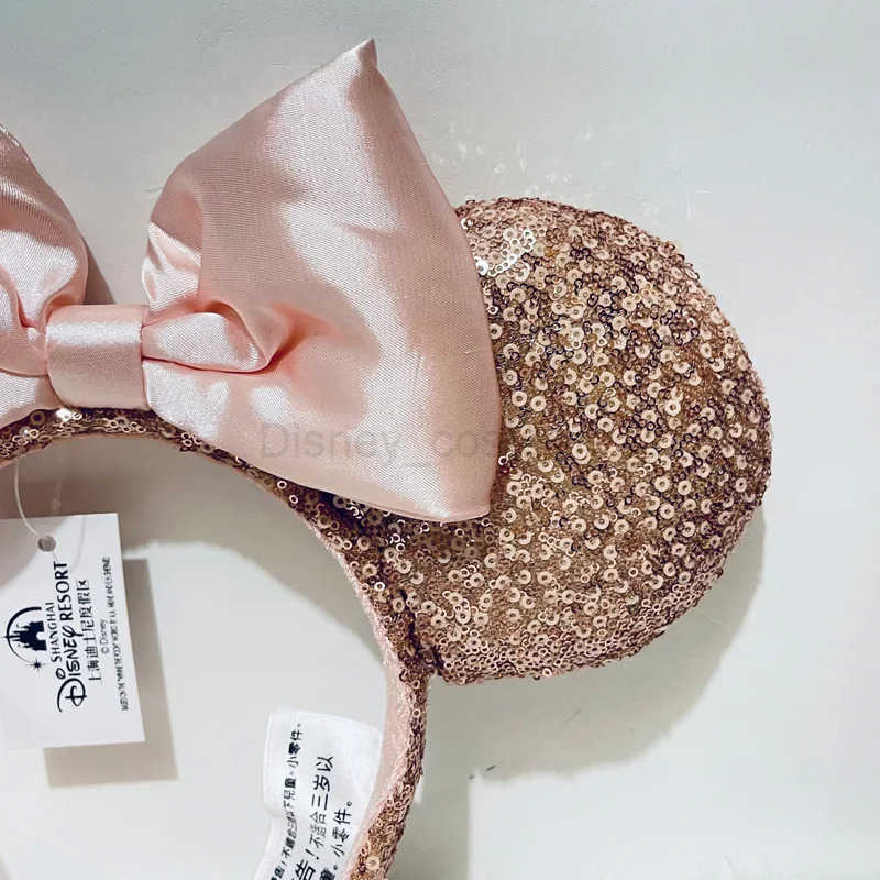Disney Rose Gold Glitter Adult Headband Mickey PP Cotton Headband Minnie Bow Earrings X250425