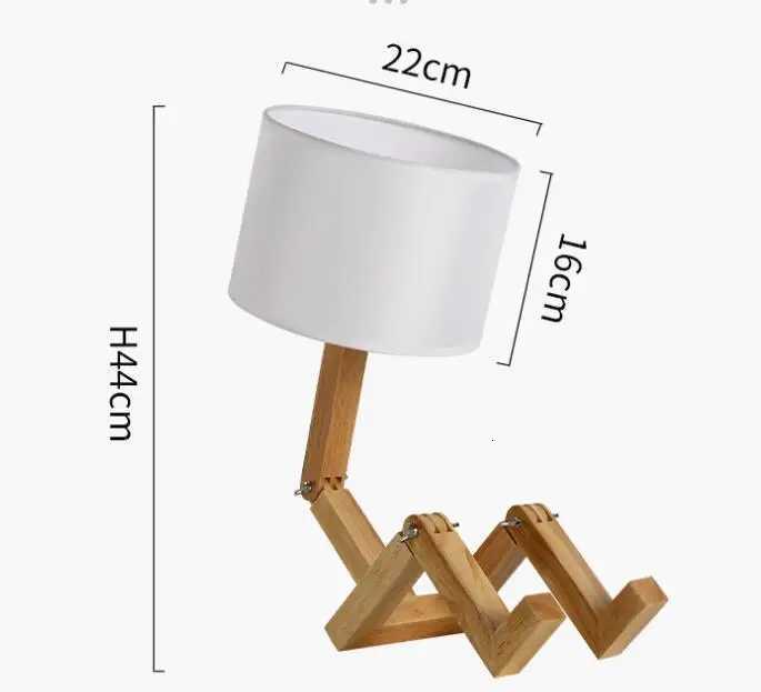 Wooden Robot Shape Creative Table Lamp Indoor Study Fashion Reading Desk Lamp Nordic Modern Desktop Decorative Night LightM251125