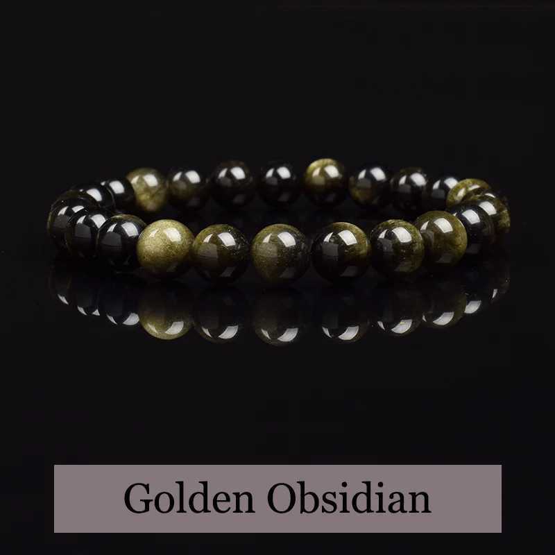 Natural Golden Obsidian Stone Beads Bracelet Men Women Golden Light Rainbow Obsidian Raw Stone Round Bead Natural Energy Jewelry J251125