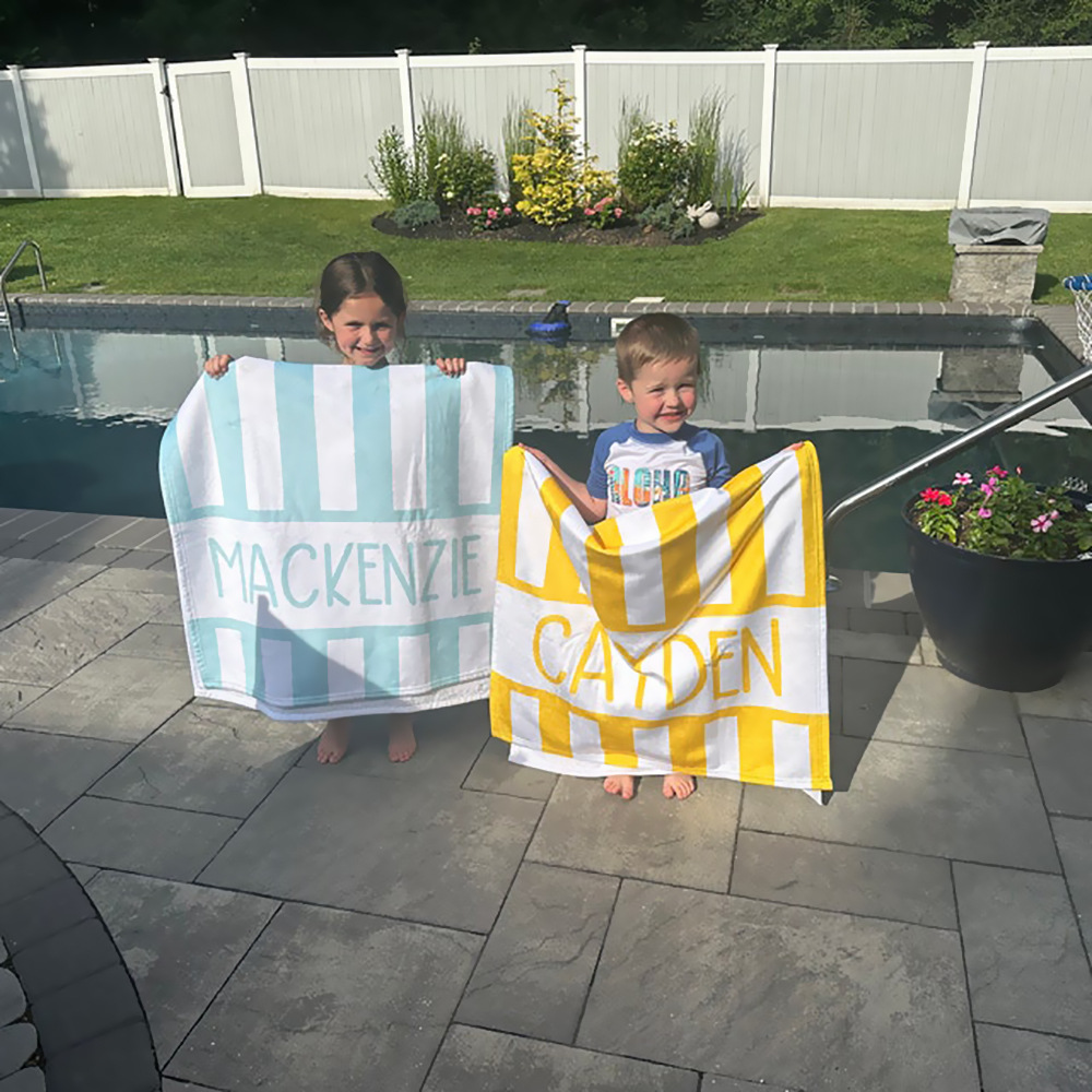 Towel Personalized Beach Towels Palm Tree Striped Girls Trip Custom With Name Kids Pool Party Family Vacation