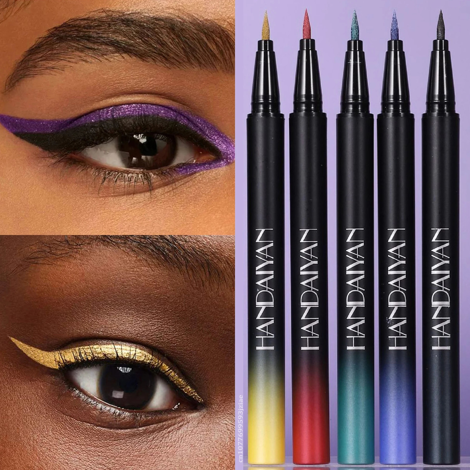 Metallic golden purple liquid eyeliner pen high gloss waterproof fast drying ultrafine pearlescent black 250418