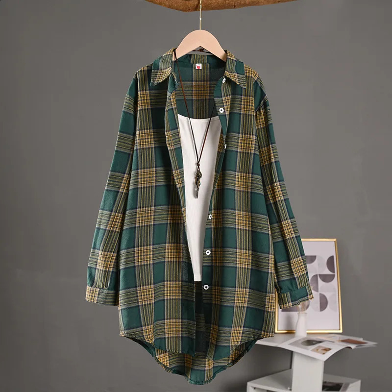 Womens cotton linen plain weave shirt medium length worn for sun protection loose and thin jacket for spring and summer 250418