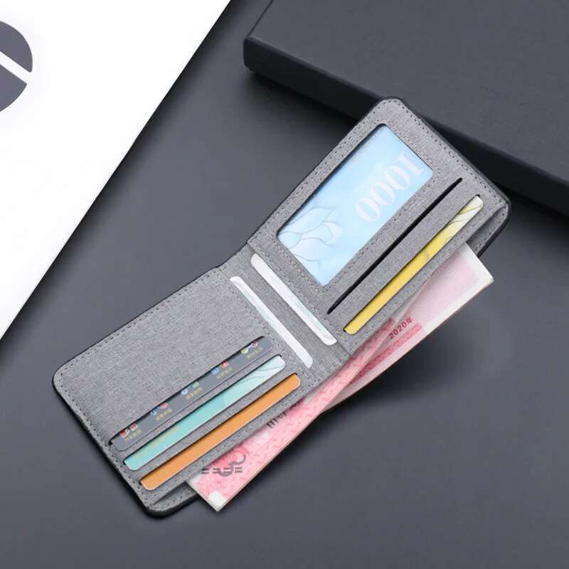 Canvas Men Black/Blue/Gray Wallet Male Money Id/Photo/Bank Holder Short Purse Credit Card Case Bag