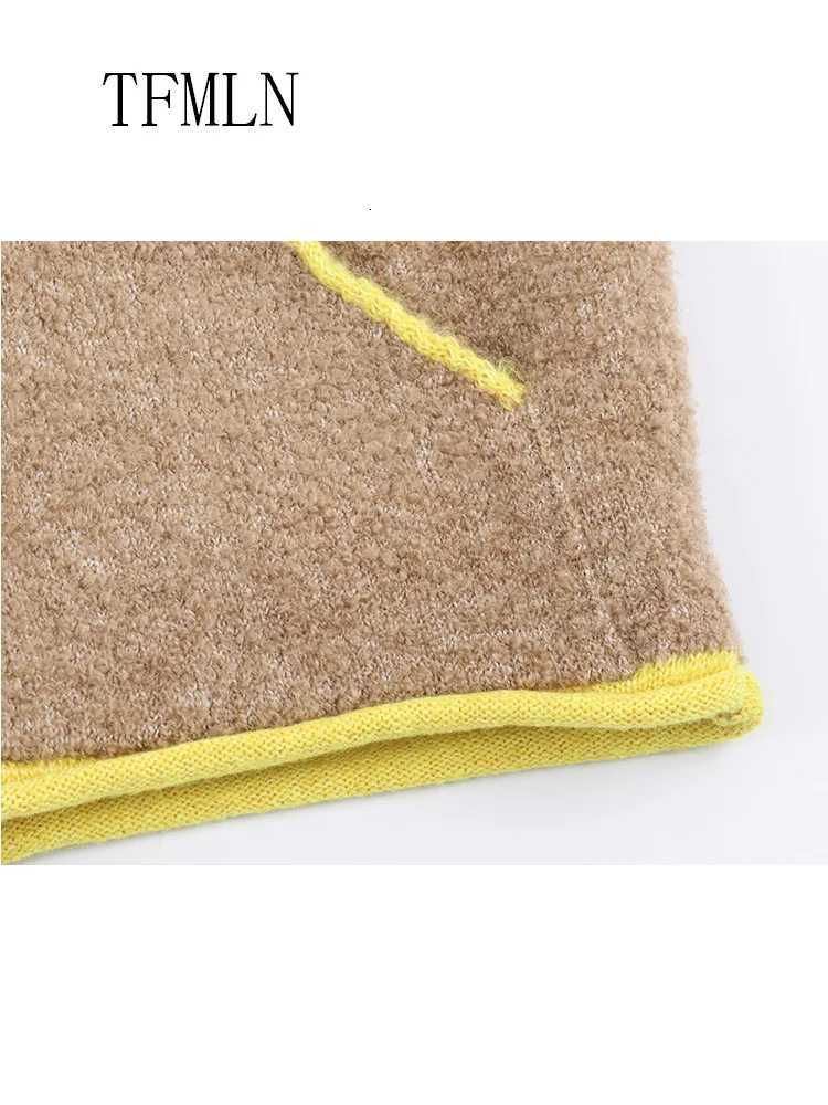 TFMLN 2025 Autumn Winter Knitted Sweater For Women Causal Stand Collar Warm Cardigan Tops Retro Loose Zipper Pockets KnitwearT251125