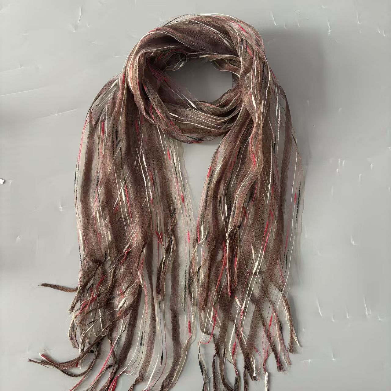 T552 silk long scarf thin gauze scarf tassel decorative scarf for women