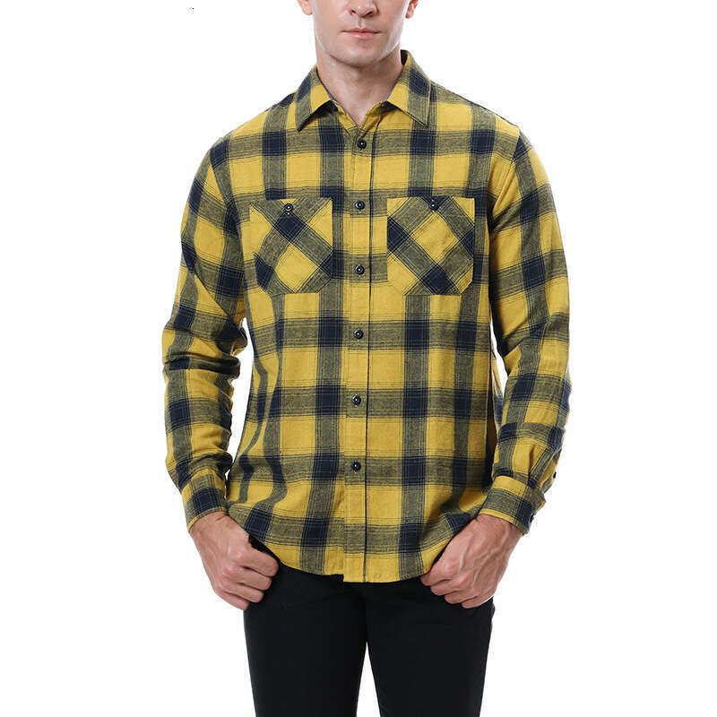 Men's plaid flannel brushed warm men's European and American shirt, 2025 new casual versatile fashion clothing