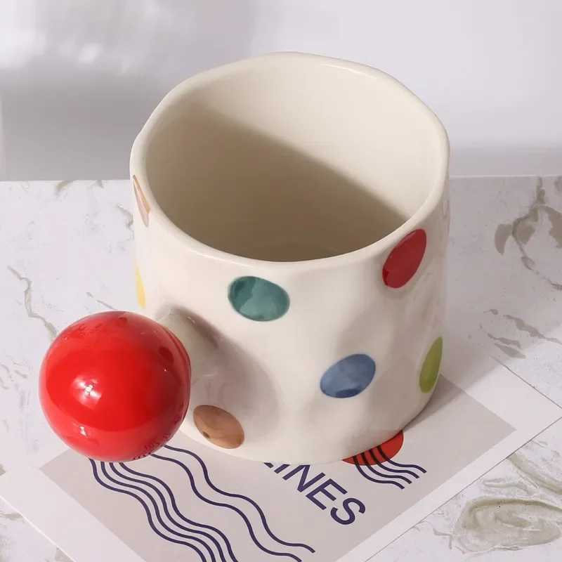 Fine Ceramic Heart Coffee Cup Red Polka Dot Drinking Cup Afternoon Camellia Tea Coffee Mug Heart Shaped Breakfast Milk Mug Gift Y251125