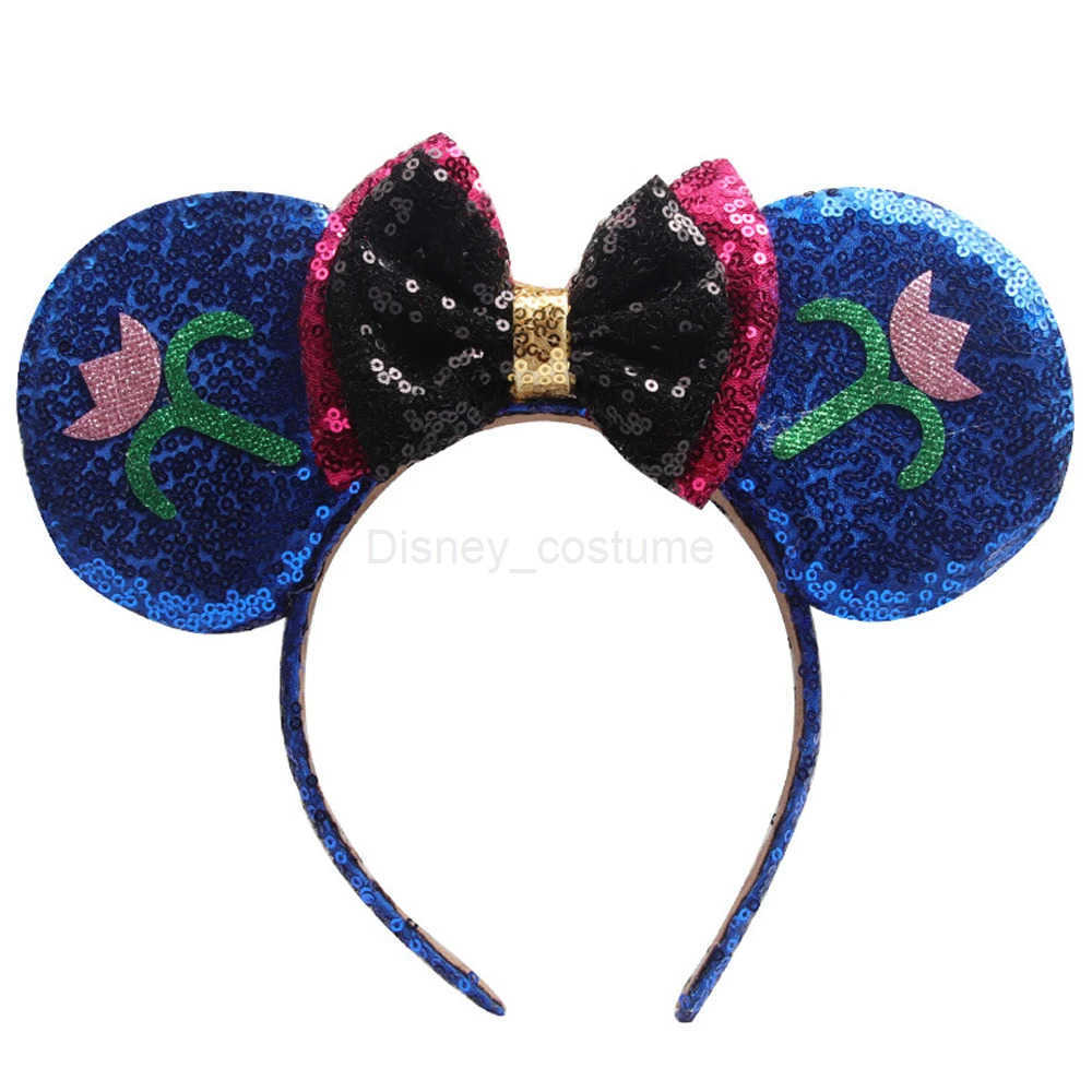 Disney Mickey Minnie Ear Headbands Frozen Elsa Anna Bow Bright Opening with Female Hair Rings Hair Accessories X250425