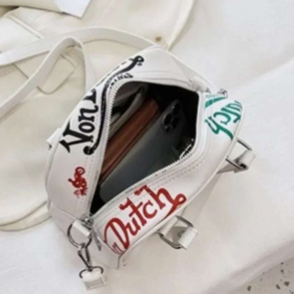 Designer bag Von Dutch Originals New Arrival Motorcycle Pattern Handbag White PU Leather Small Shoulder Bag Crossbody Bag Trendy Fashion Ladies Summer