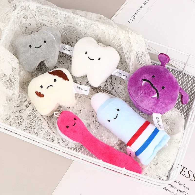 6pcs Cute Fun Plush Doll Toy Cartoon Stuffed Tooth Toothpaste Toothbrush Dolls Keychain Bag Pendant For Kids GiftsXJ251125