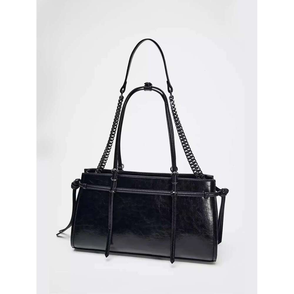 Designer Bag New Atmospheric Hand-Held Women's Bag, Black Extended Version, Double Strap, Fashionable And Simple Casual Shoulder Bag