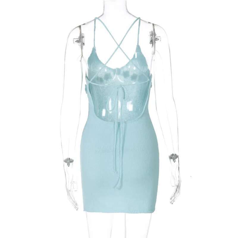 Dongdumaoyi Townlike Knitted Slim Bodycon Dress Women Spaghetti Strap Mini Spring Summer Backless Nightclub Sexy Party Dresses