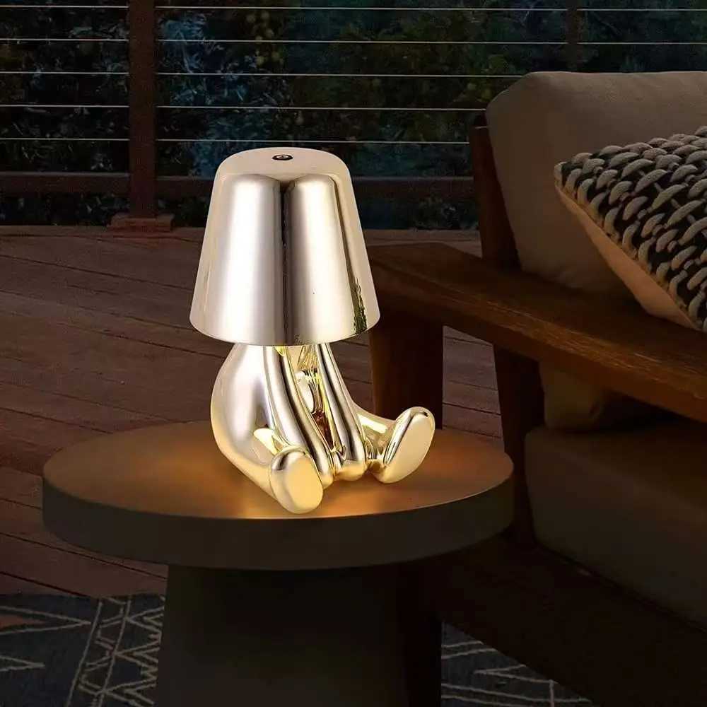 Bedside Touch Control Table Lamp Gold Decorative Thinker Statue LED Table Lamp 3 Levels of Brightness Room Decorative Table LaM251125