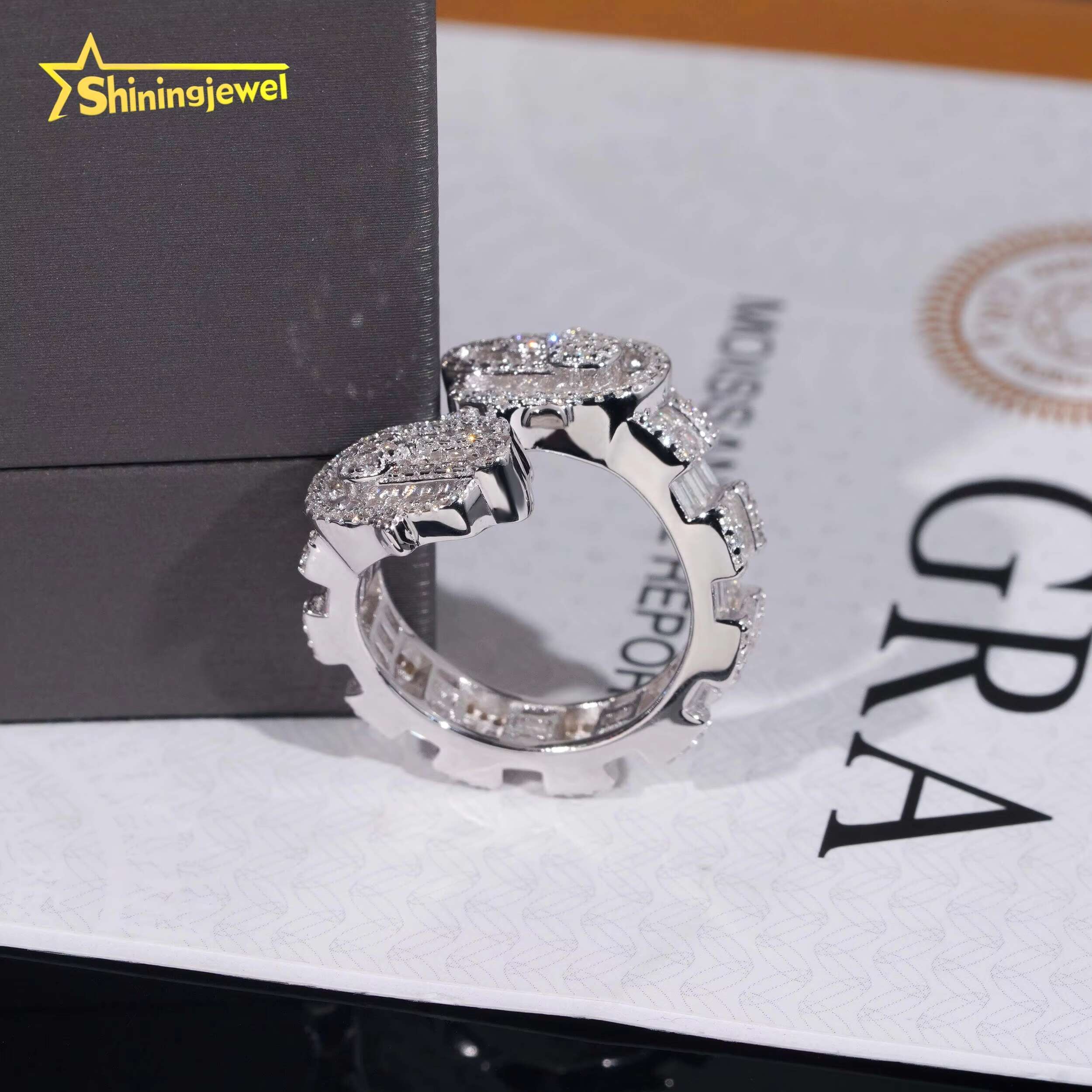 GRA Certificate 925 Sterling Silver Hip Hop Jewelry Gold Plated Hip Hop Jewelry New Style VVS Diamond Moissanite Hip Hop Ring