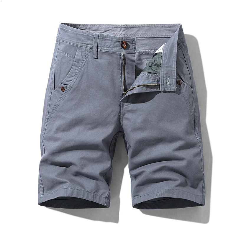 Summer thin multi pocket pure cotton work clothes shorts for men loose straight leg five point casual over knee beach 250420