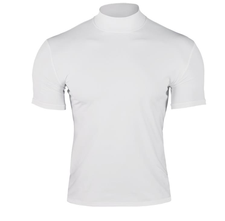 Solid color short-sleeved fashionable base shirt for men in summer 2025, tight high-neck T-shirt - view 3