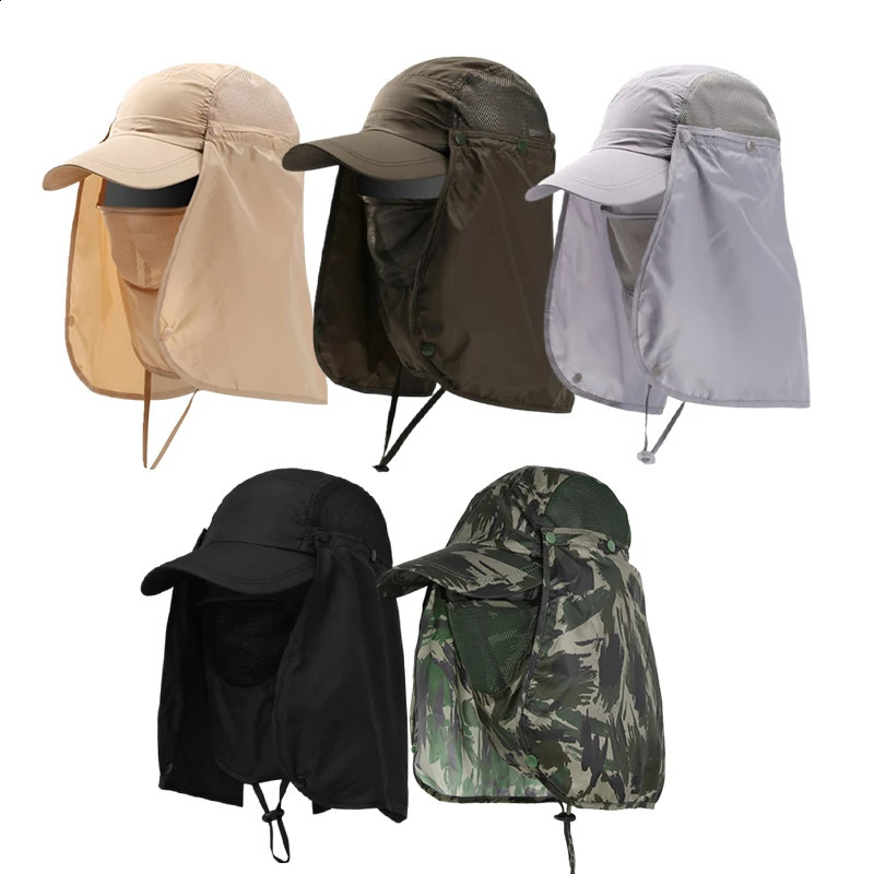 Summer Fishing Hat Outdoor Quick Drying Sun Protection Hat Breathable Face Neck Cover 360° Visor Hiking Fishing Cap 250424