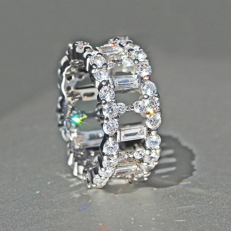 2025 Ins Top Sell Elegant Luxury Jewelry 925 Sterling Silver Fill T Princess Cut White 5A Zircon CZ Diamond Gemstones Party Women Wedding Engagement B