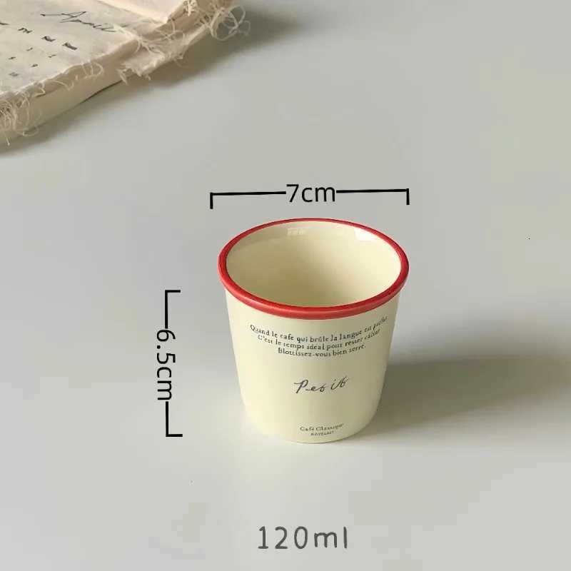 Straight Water Cup Creative Japanese Letter Large Capacity Ceramic Coffee Cups Couple Household Mug Vintage Drinkware Y251125