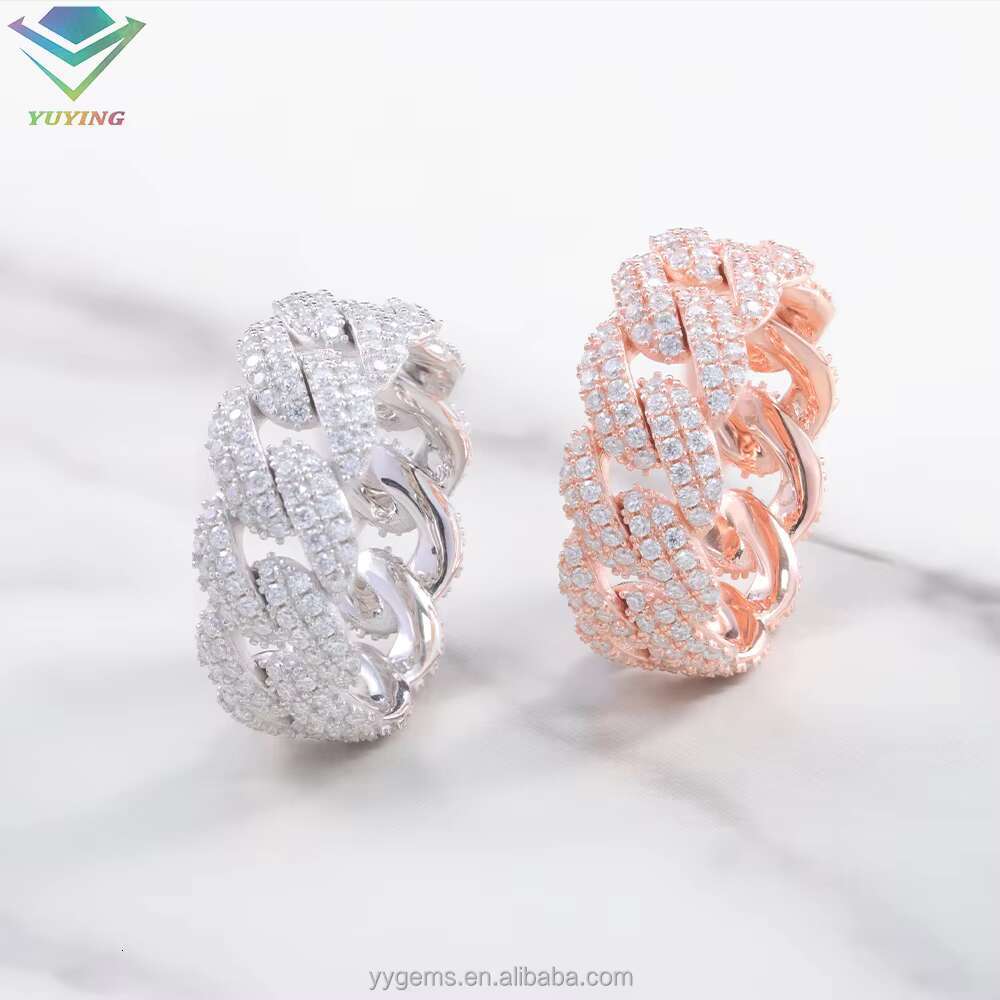 Hip Hop Factory Price 925 Sterling Silver Gold Full Diamond VVS Iced Out Moissanite Fashion Jewelry Rings Mens Rings
